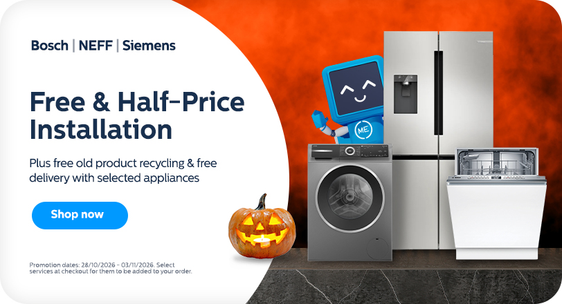 Free and Half Price Installation, plus Free Recycling with selected Bosch & NEFF appliances