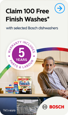 Bosch Claim 100 Free Finish Washes with Selected Dishwashers