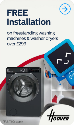Free installation with Hoover freestanding washing machines and washer dryers over £299
