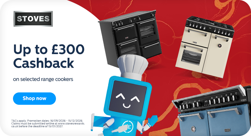 up to three hundred pounds cashback on selected stoves range cookers
