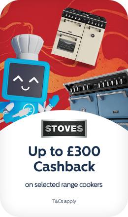 up to three hundred pounds cashback on selected stoves range cookers